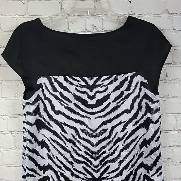 Express Zebra Stripe Women's XS Silky Soft Satin Lined Mini Shift Party Dress - Picture 8 of 9